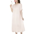 thumbnail image 1 of Defitshape Women's Cotton Summer Nightgown Soft Comfy Short Sleeve Vintage Victorian Sleep Dress Pink Medium, 1 of 1