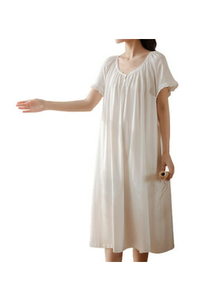 Homgro Women's Soft Nightgown Frilly Sleep Dress Summer Short Sleeve Comfy  Midi Sleepwear with Built in Shelf Bra Red Small