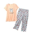 thumbnail image 1 of Homgro Women's Cute Capri Pajama Set Cotton Blend Cartton Pajamas Plus Size Comfy Short Sleeve Lightweight Pjs Patterned3 XX-Large, 1 of 4