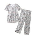 thumbnail image 1 of Defitshape Women's Cartton Pajamas Plus Size Cute Capri Pajama Set Cotton Blend Comfy Short Sleeve Lightweight Pjs Patterned6 X-Large, 1 of 4