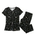 thumbnail image 1 of Homgro Women's Cute Capri Pajama Set Cotton Blend Cartton Pajamas Plus Size Comfy Short Sleeve Lightweight Pjs Patterned8 Medium, 1 of 1