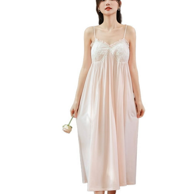 Defitshape Women's Cute Cotton Nightgown Long Pjs Soft Comfy V Neck ...