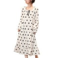thumbnail image 1 of Defitshape Women's Cute Long Sleeve Nightgown Padded Midi Sleep Dress Ruffle Nighty Cotton Sleepwear Beige 8-10, 1 of 4