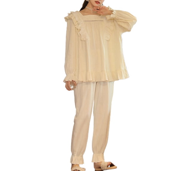 Defitshape Women's Summer Comfy Winter Princess Cotton Cute Pajama Set Soft Pjs Fall Lounge Postpartum Sleepwear Style4 Small