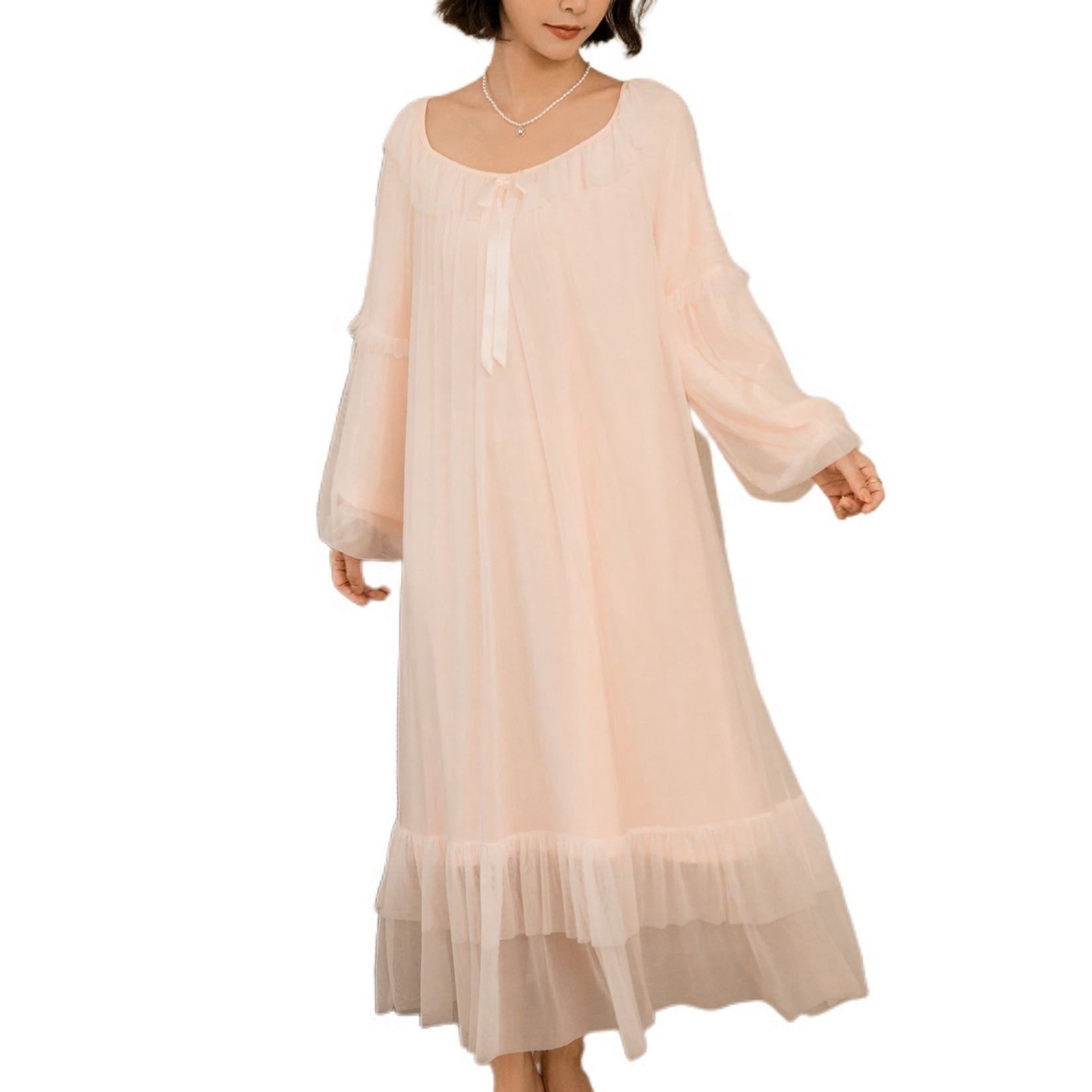 Defitshape Women's Lace Petite Victorian Nightgown Comfy Frilly ...