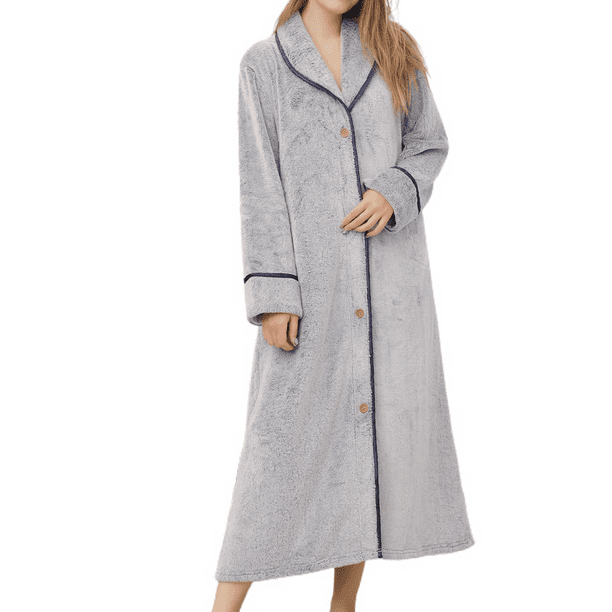 Homgro Women's Long Bathrobe Ladies Fuzzy Fleece Plush Robe Soft