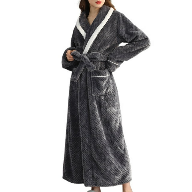 Homgro Women's Long Plush Robe Ladies Soft Quilted Fuzzy Fleece