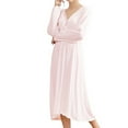 thumbnail image 1 of Defitshape Women's Long Sleeve Cotton Nightgown Soft Old Fashioned V Neck Pajama Dress Lace Vintage Sleep Shirt Sleepwear Pink Large, 1 of 4