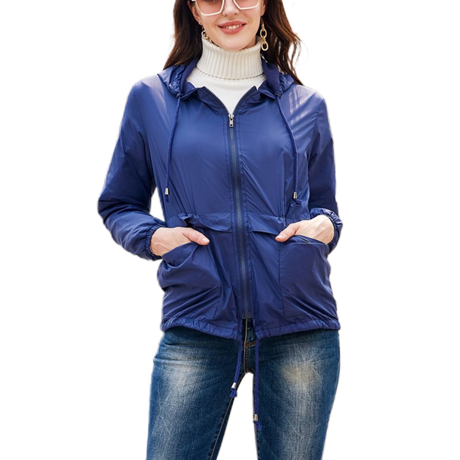 Homgro Women's Long Sleeve Jacket Hooded Rain Coat Snow Winter Zipper ...
