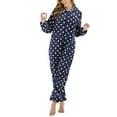 thumbnail image 1 of Defitshape Women's Long Sleeve Onesies Pajamas Fleece Fuzzy Hoodie Flannel Pj Printed Zip Up Cute Winter Thermal Hooded One Piece Sleepwear Warm Royal Blue Small, 1 of 5