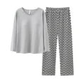thumbnail image 1 of Defitshape Women's Long Sleeve Pajama Set Family Pajamas Cotton 2 Piece Comfy Fall Sleeping Loose Sleepwear Dark Grey X-Large, 1 of 1