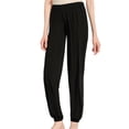 thumbnail image 1 of Defitshape Women's Pajama Pant Lightweight Soft Pj Bottom Stretch Elastic Waist Cinch Bottom Sleep Pant Solid Pockets Ankle Length Black One Size, 1 of 5