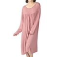 thumbnail image 1 of Defitshape Women's Plus Size Nightgown Soft Sleep Dress Summer Short Sleeve Lounging Comfy Pleated Knee Length Nightdress Pink XX-Large, 1 of 4