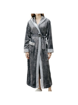 Homgro Women's Long Sleeve Pajamas Bath Robe Long Summer Lightweight Soft  Cool Comfy Winter Sleeping Bathrobe Navy Large