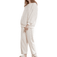 thumbnail image 1 of Homgro Women's Plush Pajama Set Winter Warm Soft 2 Piece Long Sleeve Shirt Pants Fuzzy Fleece Pjs Cute Fluffy Loungewear Solid Cozy Oversized Baggy Pullover Lounge Set Pockets White X-Large, 1 of 5