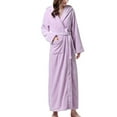 thumbnail image 1 of Defitshape Women's Plush Robe with Hood Ladies Soft Long Fluffy Bathrobe Hooded Winter Warm Fuzzy Fleece Full Length House Coat Maternity SPA Hotel Hot Tub Bath Kimono Robes Pockets Purple X-Large, 1 of 5
