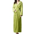 thumbnail image 1 of Defitshape Women's Plush Robe with Hood Ladies Soft Long Fluffy Bathrobe Hooded Winter Warm Fuzzy Fleece Full Length House Coat Maternity SPA Hotel Hot Tub Bath Kimono Robes Pockets Green X-Large, 1 of 3