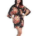 thumbnail image 1 of Defitshape Women's Satin Bathhrobe Soft Robe Summer Lightweight V Neck Silke ThinKimono Short Casual Cool Black Small, 1 of 4