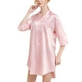 thumbnail image 1 of Defitshape Women's Satin Nightgown Soft Button Down Pajamas Dress Summer Lightweight Holiday Button 3/4 Sleeve Loose Sleepwear Pink XX-Large, 1 of 4