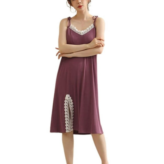 Defitshape Women's Sexy Nightgowns Soft Pjs Summer Cami Cute Chemise Sleeping Lightweight Comfy Sleepwear Purple Medium