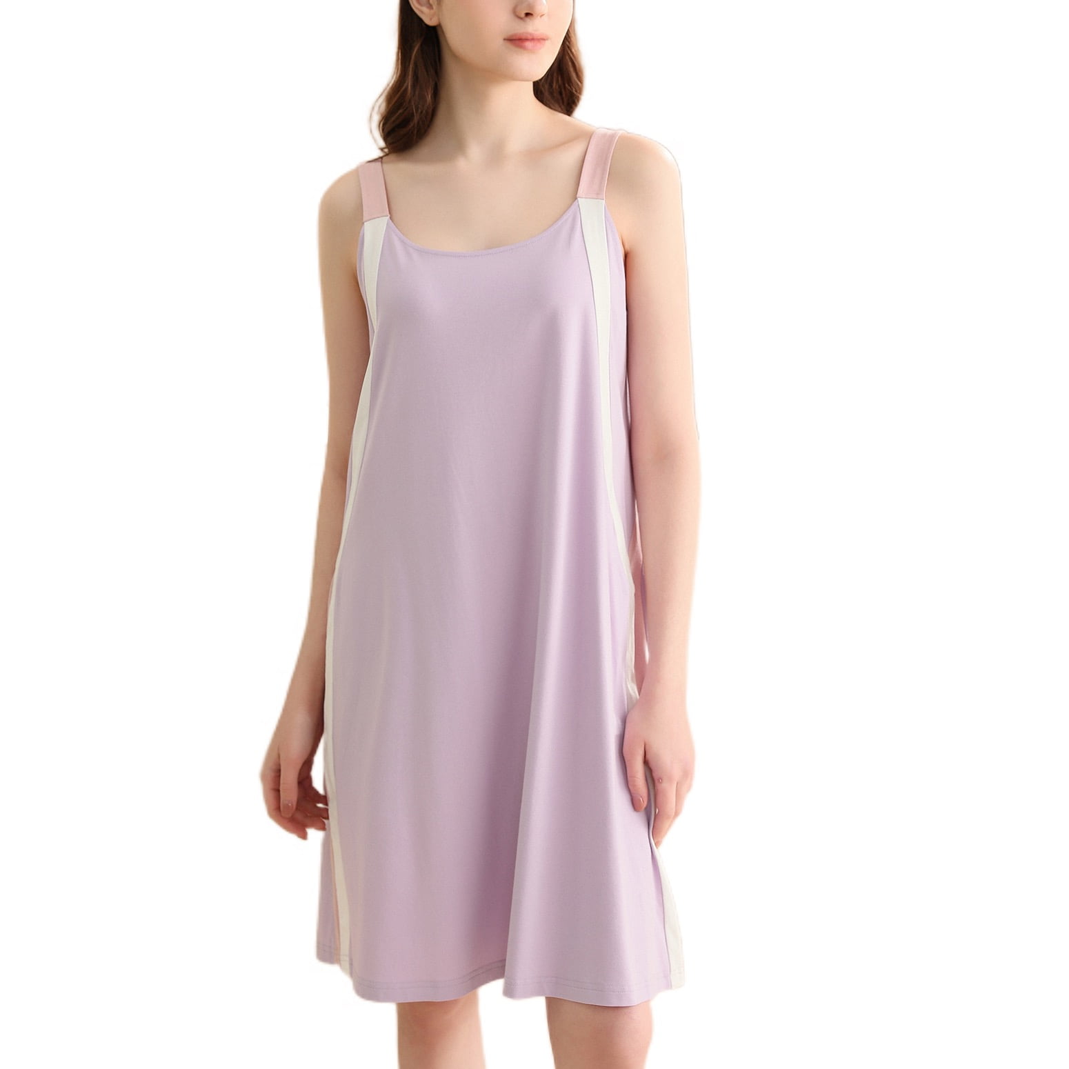Defitshape Women's Sleeveless Nightgown Cotton Pajamas Dress Soft Comfy ...