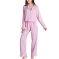 thumbnail image 1 of Defitshape Women's Soft 2 Piece Pj Satin Pajama Set Spring Lightweight Long Sleeve Button Down Pant Printed Loungewear Set Patterned8 X-Large, 1 of 1