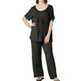 thumbnail image 1 of Homgro Women's Soft Plus Size Pajama Set Cotton Short Sleeve Pant Pj Set Fall Lightweight Summer Spring Lounge Set Black 4X-Large, 1 of 4
