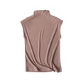 thumbnail image 1 of Defitshape Women's Soft Top Crop Tank Top Knit Work Casual Summer Sleeveless Mock Neck Fall Slimming Basic Blouse Coffee Medium, 1 of 1