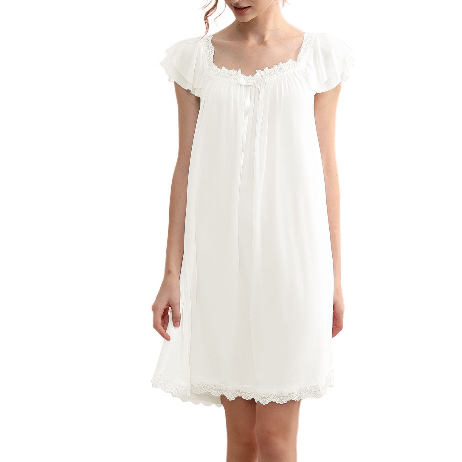 Homgro Women's Summer Vintage Nightgown Victorian Lace Short Sleeve