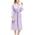 thumbnail image 1 of Defitshape Women's Summer Waffle Bath Robes Pjs Soft Family Knee Length Spa Robe Sleeping Spring 3/4 Sleeve Loungewear Light Purple Medium-Large, 1 of 4