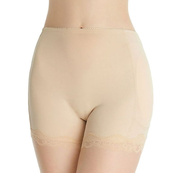 Defitshape Women's Thigh Slimmer Butt Lifter Plus Size Shapewear Slip Shorts for Under Dress Underwear Tummy Control Seamless Padded Lace Stomach Hip Dip Shaper Panties High Waisted Nude 3X-Large