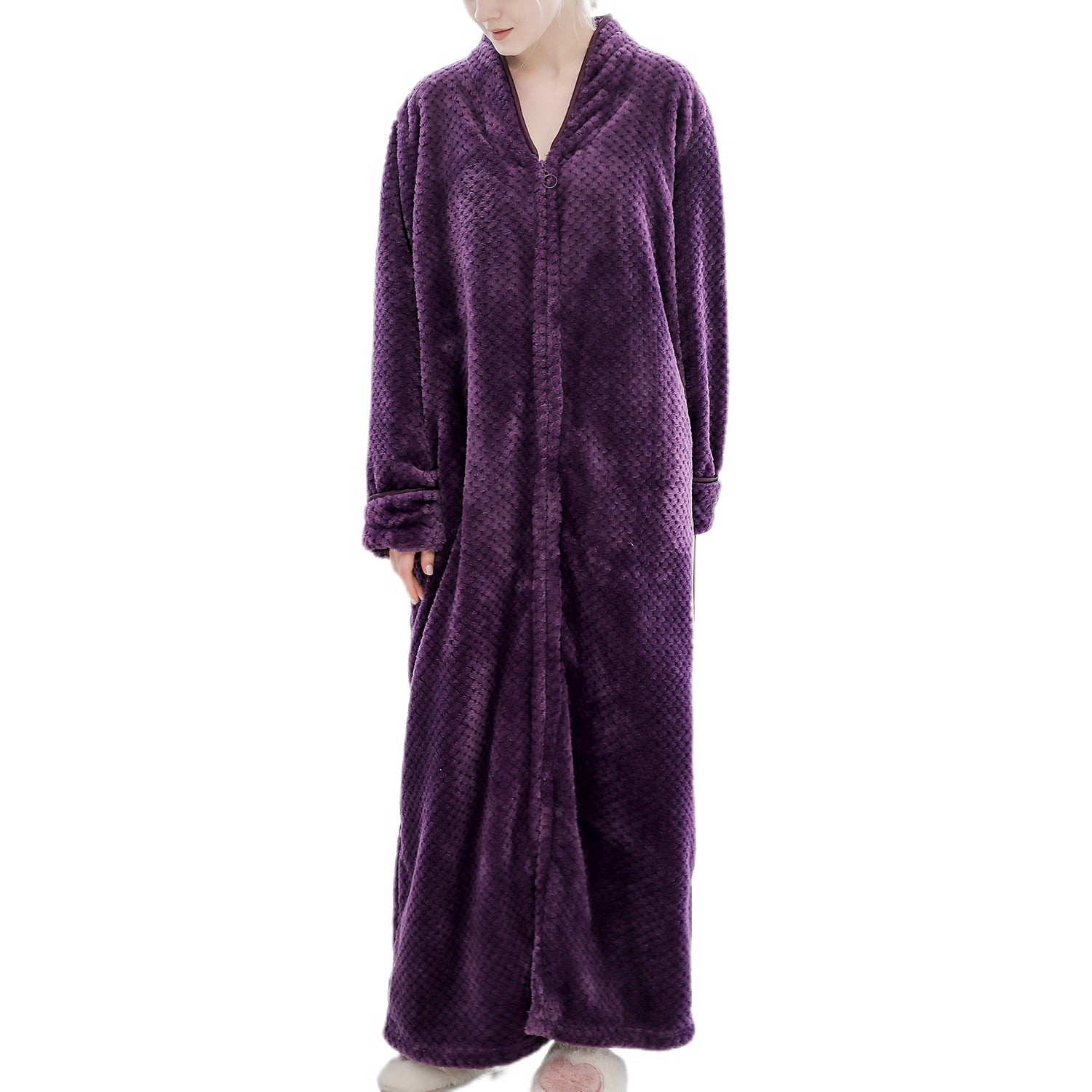 Homgro Women's Winter Long Plush Robe Ladies Full Length Soft Qulited