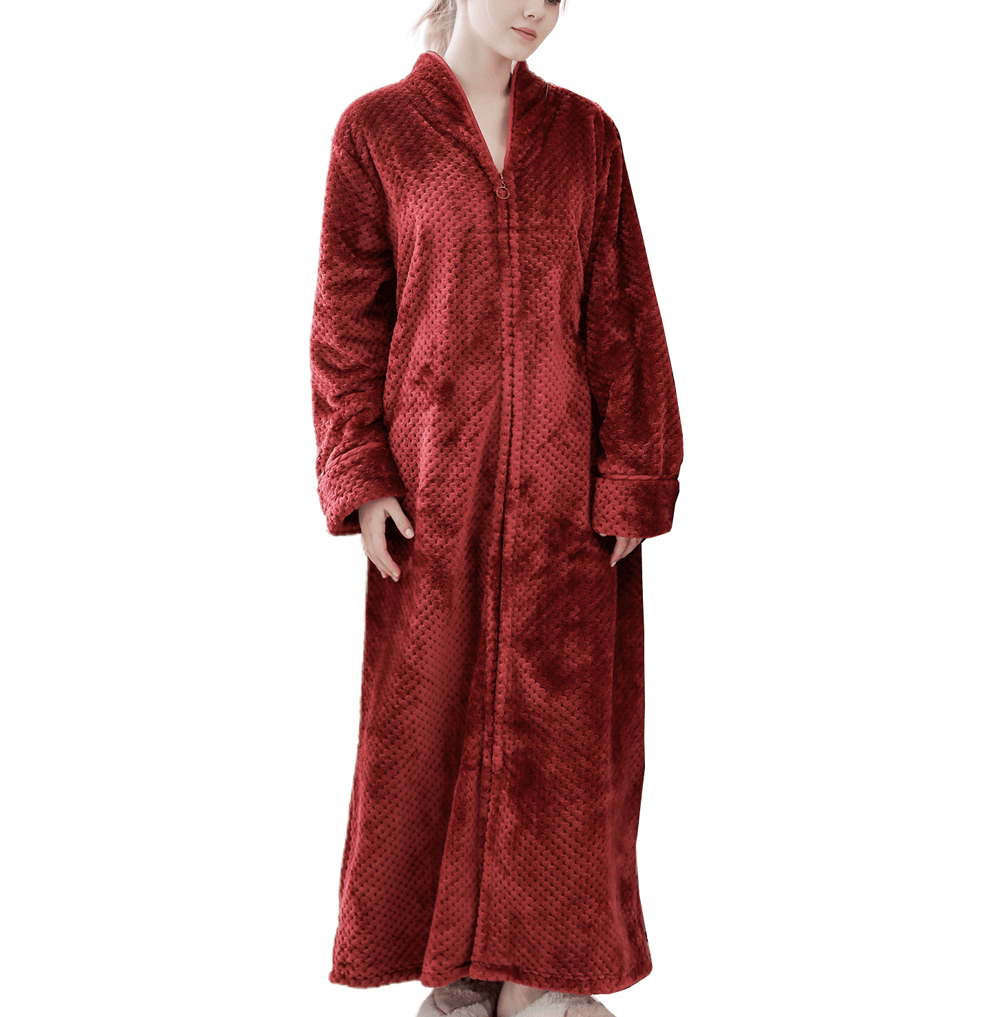 Homgro Women's Winter Long Plush Robe Ladies Full Length Soft Qulited