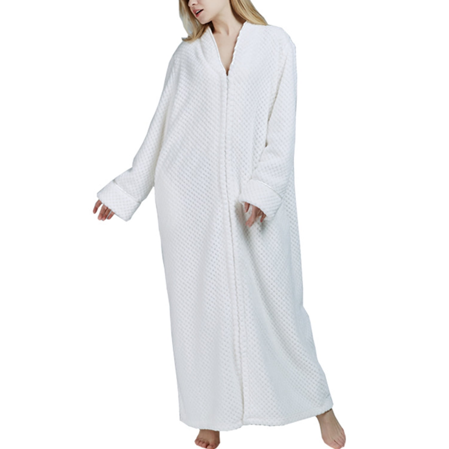 Homgro Women's Winter Long Plush Robe Ladies Full Length Soft Qulited