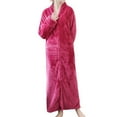 thumbnail image 1 of Homgro Women's Winter Long Plush Robe Ladies Full Length Soft Qulited Fuzzy Fleece Bathrobe Warm Thermal Long Sleeve V Neck Full Zip Up Zipper Comfy Bath Maternity Housecoat Pocket Rose Large, 1 of 5