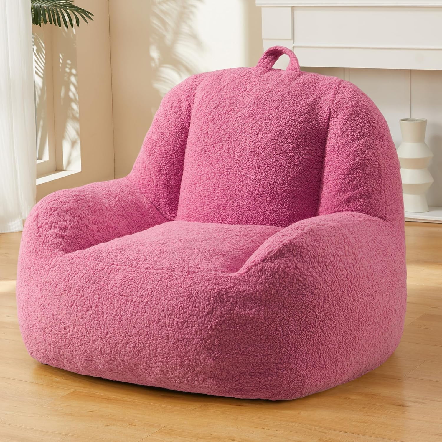 Homguava Bean Bag Chair Sherpa Bean Bag Lazy Sofa Beanbag Chairs for Adults with High Density Foam Filling Modern Accent Chairs Comfy Chairs for Living Room Bedrooms Pink Walmart