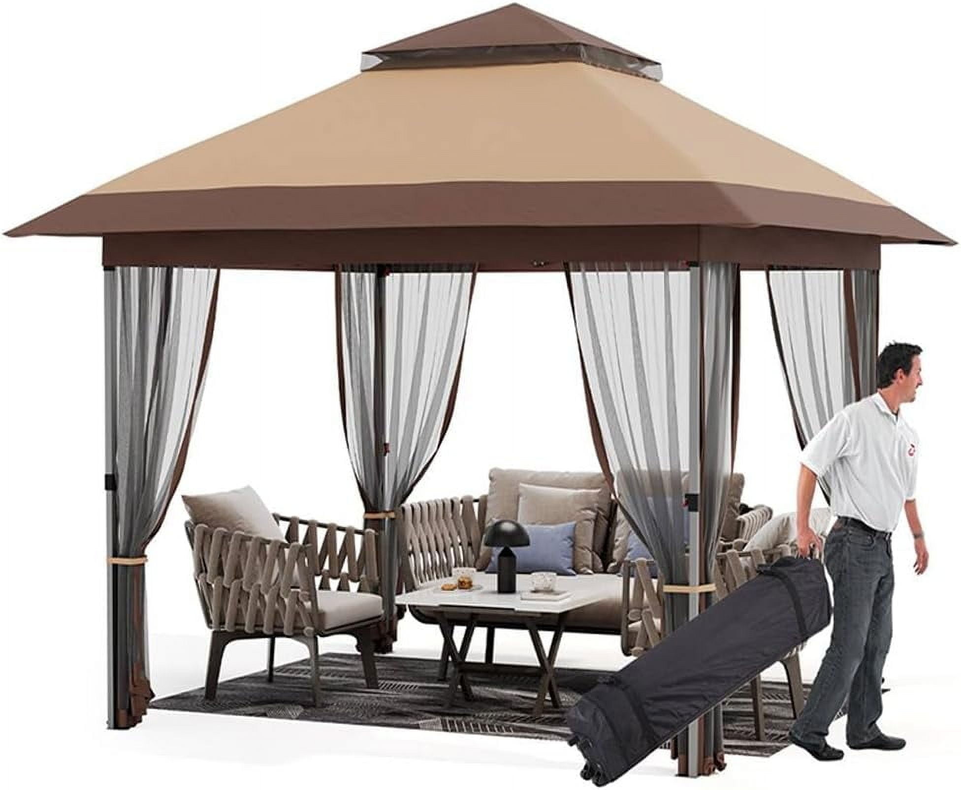 Homhougo 10x12 Ft Pop Up Gazebo, Outdoor Canopy Tent with Mosquito