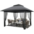 thumbnail image 1 of Homhougo 10x12 Ft Pop Up Gazebo, Outdoor Canopy Tent with Mosquito Netting, Gazebos on Clearance with Wheeled Carry Bag for Lawn, Garden, Backyard, Gray, 1 of 7