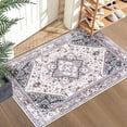 thumbnail image 1 of Homhougo—2' x 3' Area Rug Floral Print Doormat Persian Medallion Rug Non-Slip Low-Pile Small Rug for Kitchen Bedroom Entryway, Pink, 1 of 7