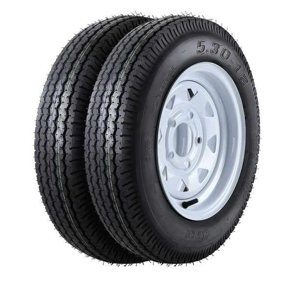 Homhougo2PCS trailer mounted wheels,12 "rims,5.30-12 5.30x12 530-12 5.30,5 lugs 4.5", load range C, 6PR