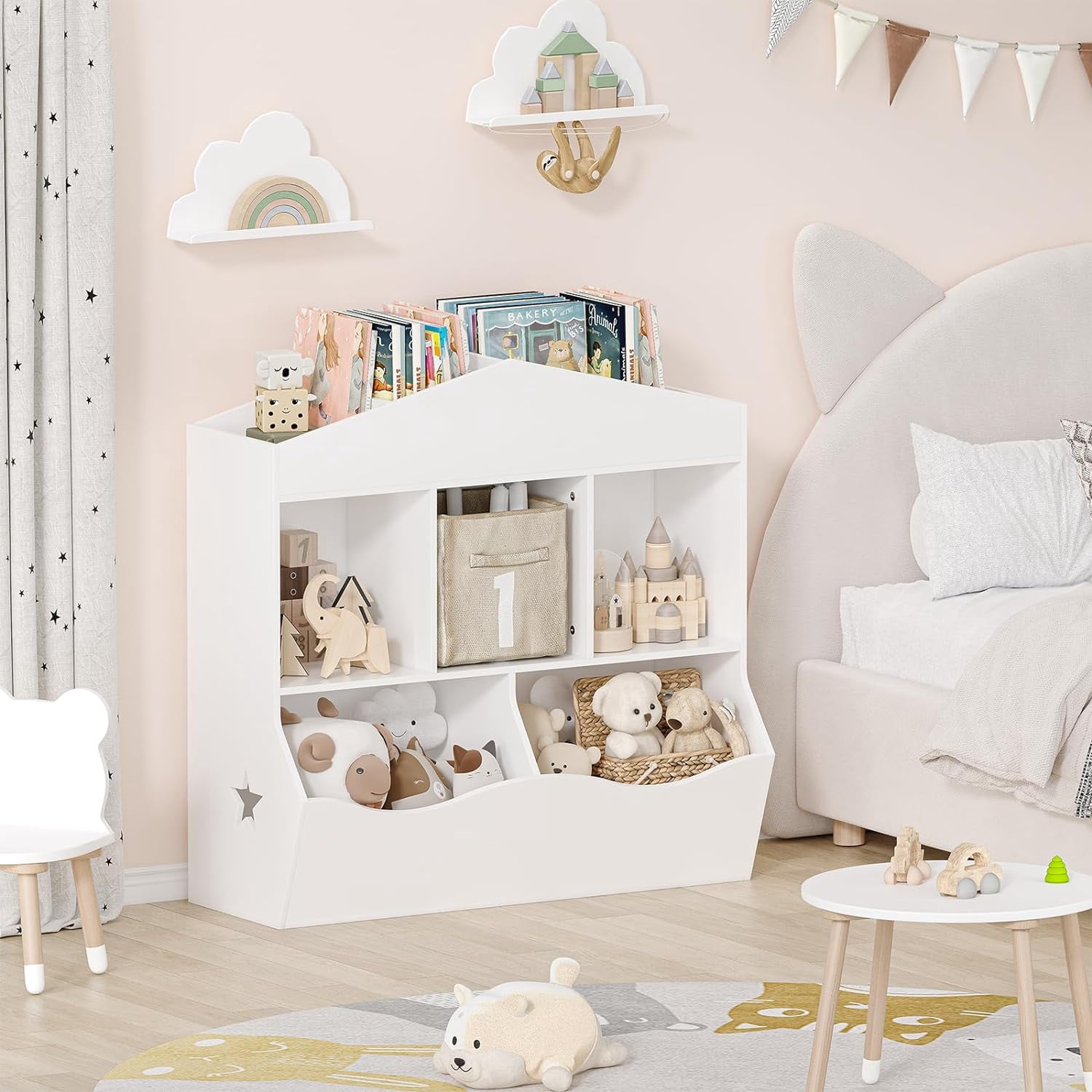 Homhougo 3 Tier Toy Storage Organizer with Bookshelf,9 Cubbies Toy ...