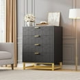 thumbnail image 1 of Homhougo 4-Drawer Black Dresser, Wooden Chest with Gold Handles, 1 of 6
