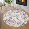 thumbnail image 1 of Homhougo 4 Ft Boho Round Rug, Moroccan Vintage Low-Pile Washable Rug with Non-Slip Backing, Accent Mat for Bedroom, Kitchen, Living Room, Laundry, Nursery, or Dining Room, Red, 1 of 7