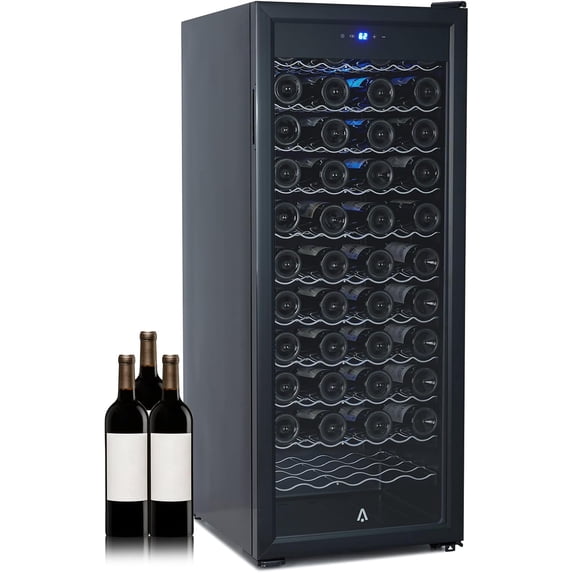 Homhougo 48" Large Single Zone Wine Fridge, 80 Bottle Wine Cooler Refrigerator with Intelligent Digital Temperature Control, Low Noise Operation, Freestanding Wine Refrigerator (115V/60HZ)
