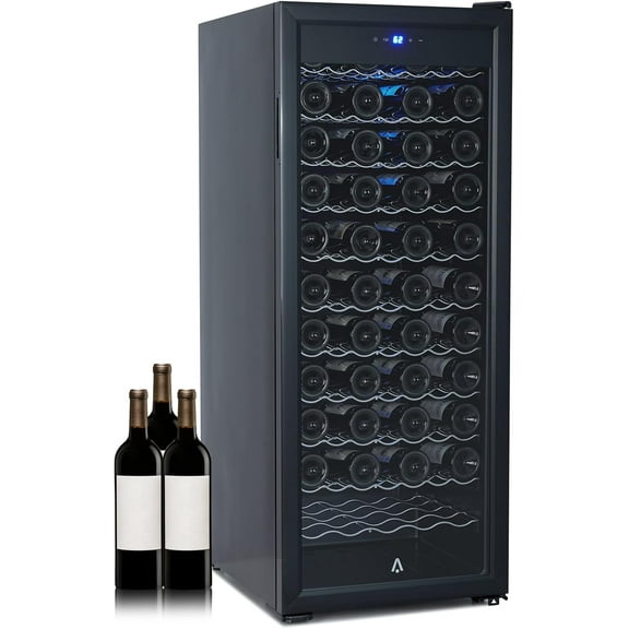 Homhougo 48" Large Single Zone Wine Fridge, 80 Bottle Wine Cooler Refrigerator with Intelligent Digital Temperature Control, Low Noise Operation, Freestanding Wine Refrigerator (115V/60HZ)