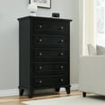 thumbnail image 1 of Homhougo 5 Drawer Dresser for Bedroom, Drawer of Chest with Metal Handles, TV Stand, Closet Organizers and Storage Clothes, Vintage Tall Dresser for Bedroom, Black, 1 of 9