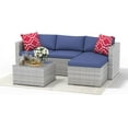 thumbnail image 1 of Homhougo 5 Pieces Patio Furniture Set, Rattan Outdoor Patio Furniture Sofa Set with Anti-Slip Cushions, All-Weather Wicker Sectional Sofa with Glass Coffee Table and Ottoman for Balcony, Garden,Grey, 1 of 7