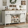 thumbnail image 1 of Homhougo 59'' Farmhouse Buffet Cabinet with Sliding Barn Door, Rustic Sideboard with 3 Drawer, Removable Wine Rack, Farmhouse Sideboard with Adjustable Shelf for for Dining Room, Kitchen, White, 1 of 8
