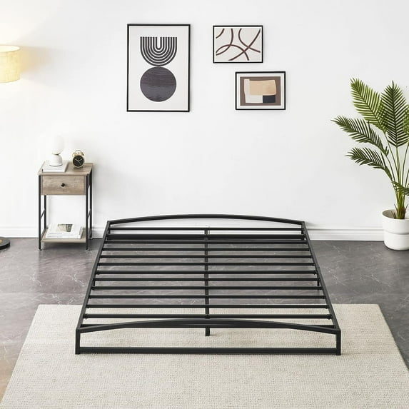 Homhougo 6 Inch Metal Full Size Platform Bed Frame with Metal Slat Support Mattress Foundation, No Box Spring Needed, Black