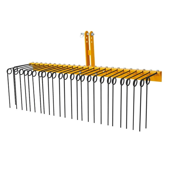 Homhougo-60 Inch Pine Straw Rake, 3 Point Hitch Landscape Rake Attaches to Cat 0 Cat 1, Dethatcher Rake for Tractor